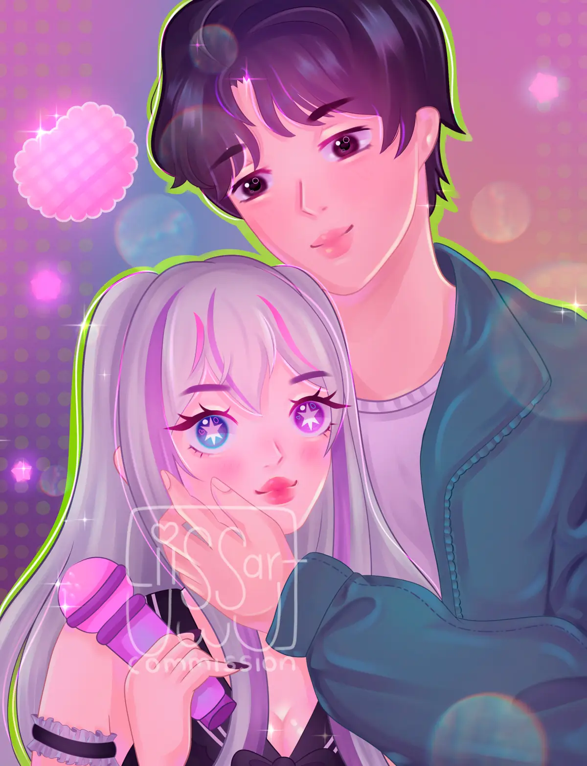 Ilustracion mujer y hombre, cute y estilo japones, realizado por Liissart ilustradora y emote artist